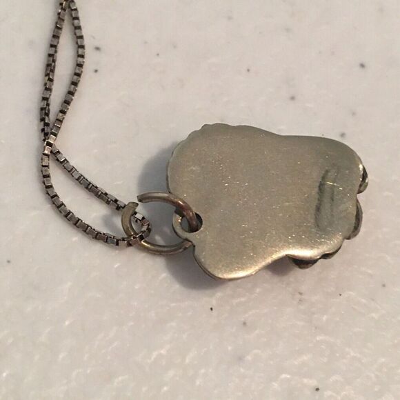 Vintage Turquoise Pendant Sterling Silver Necklace 925 18.5" Box Chain Feather - Picture 5 of 12